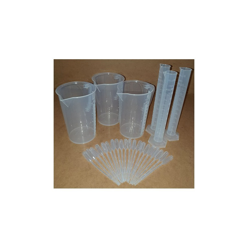 kit de 3 copos 3 tubos de ensaio 20 pipetas