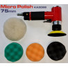 Mini polidora pneumática 75 mm com placa e espumas
