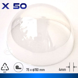 Meia esfera de plástico transparente para pintar, 150 x 75 mm, para exposição em parede