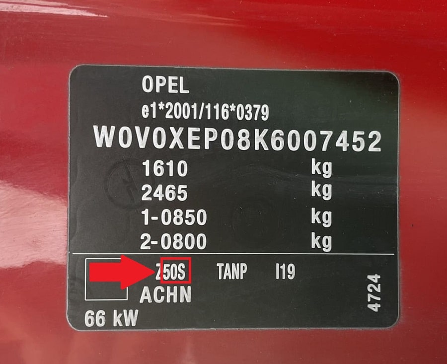 codigo de cor Opel