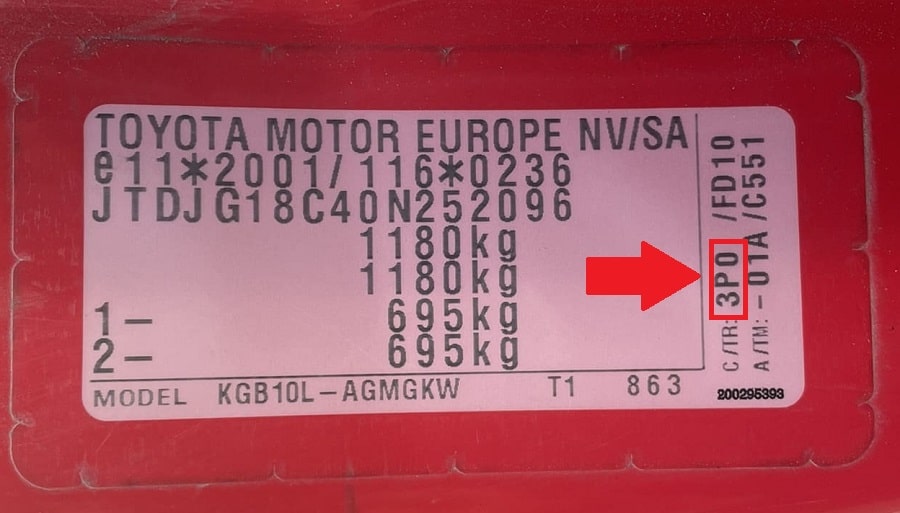 codigo de cor toyota